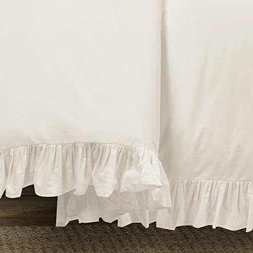 Image of Lush Decor Reyna Ruffle Cotton Duvet Cover Set 3 Piece Set California King, White - King Size Bedding Set - White Duvet King - Ruffled Bedding - Coquette Decor