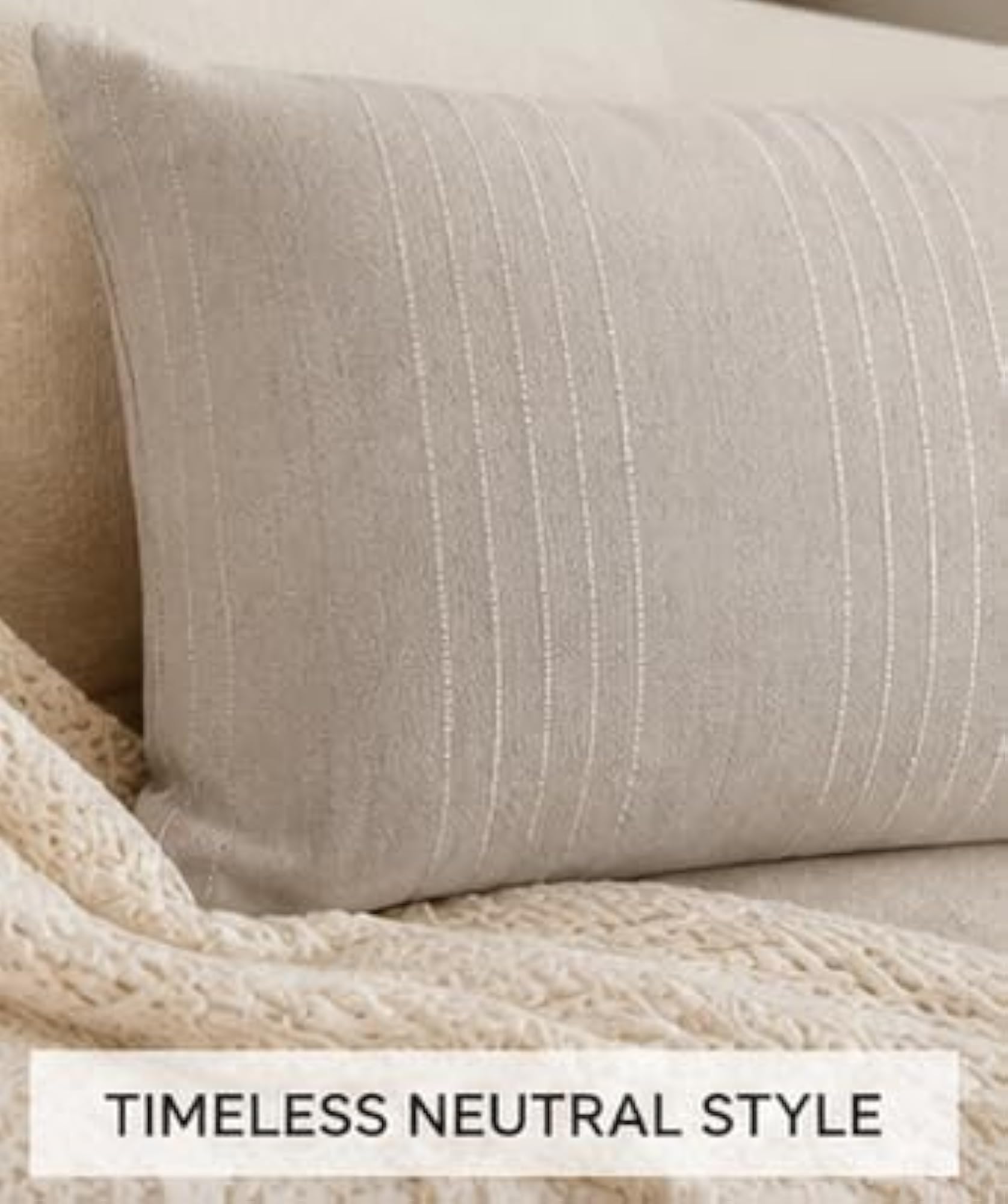 Beige Decorative Pillow Cover with Zipper Closure