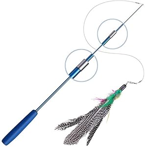 ROYALE CAT Cat Wand, Interactive Feather Toy, Wild Refill on Retractable Stick, Fun Catcher Teaser Suitable Exercise Your Kitten to Make Pet Happy -1 Piece (Color May Vary)