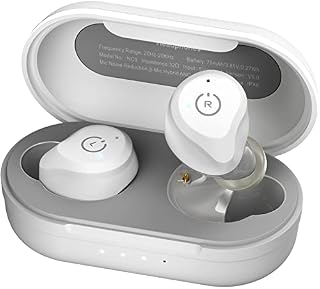TOZO NC9 słuchawki Bluetooth z aktywną redukcją szumów, Touch Control Bluetooth 5.0 w uchu stereo Stereo z torbą do ładowania, wbudowany zestaw słuchawkowy mikrofonowy Premium Deep Bass do uprawiania sportu, Biały