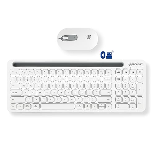 Image of MANHATTAN Wireless Keyboard and Mouse Set - Bluetooth & 2.4 GHz for Multi-Device Switching - Wireless Keyboard Mouse, Cordless Keyboard and Mouse Combo, Computer Keyboard with Mouse - 180580