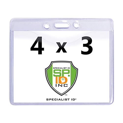 100 Pack - Premium Heavy Duty 4 X 3 Horizontal Convention Badge Holders by Specialist ID