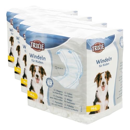 Trixie 23642, Pannolini a fascia per cani maschi, M-L (46-60 cm), un pacco con 12 pezzi (Confezione da 4)