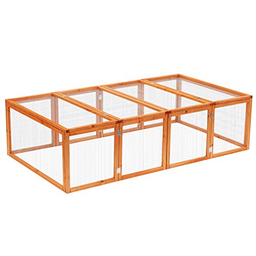 HOMCOM PawHut Clapier Cage à Lapins extérieur intérieur Pliable 2 Portes supérieures 181L x 100l x 48H cm Bois Massif pin