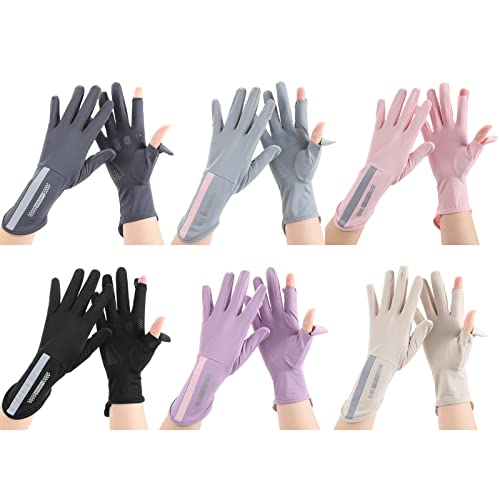 Washranp Luvas de proteção solar, material de seda gelada com design antiderrapante de silicone, luv