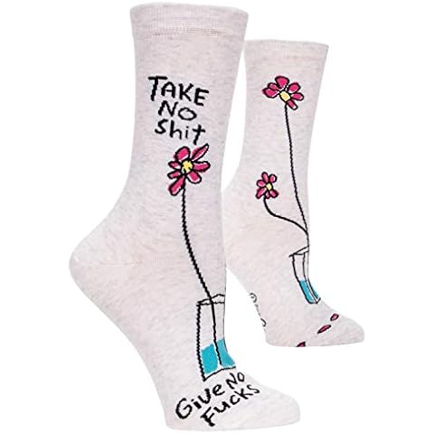 Blue Q Socks, Womens Crew,Take No S--t Give No F--ks,Womens Shoe Size 5-10 Cover