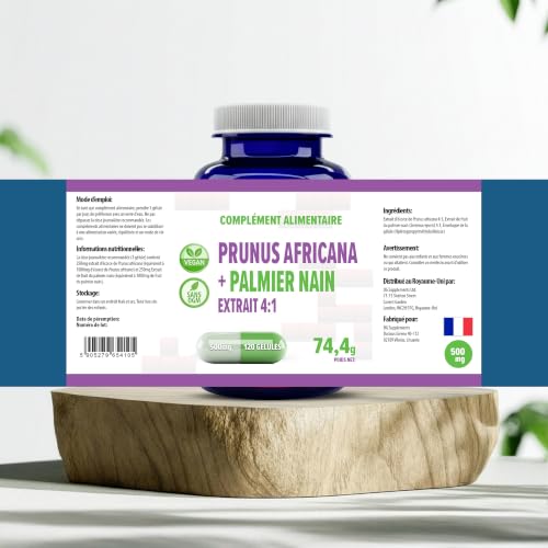 Hepatica Complexe d'écorce de Pygeum Africanum + Saw Palmetto 500mg 120 Capsules Végétaliennes, Extrait 4:1, Haute Puissance, Sans Gluten, Sans OGM – vue 9