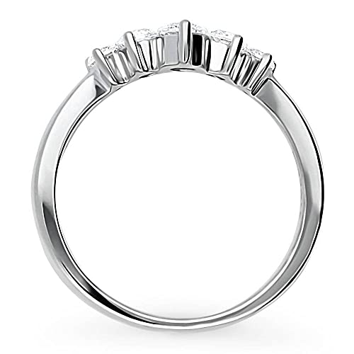 BERRICLE Sterling Silver 5-Stone Wedding Rings Cubic Zirconia CZ Wishbone Curved Band for Women, Rhodium Plated4