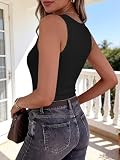 ANRABESS Tank Tops for Women V Neck Ribbed Knit Slim Fitted Sleeveless Basic Tee Tanks Casual Summer Clothes 2026 Black M