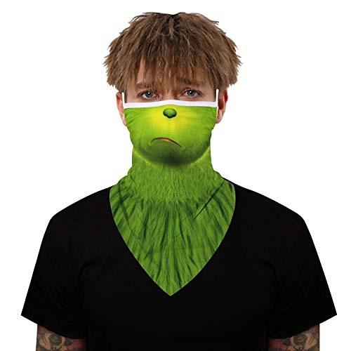 Yayourel Funny Neck Gaiter Face Mask Covering Bandanas For Men Women Summer Uv Cooling Face Scarf Mask Cover Ear Loop Hole Triangle Facemask Headbands For Fishing Running Cycling Solid Green #TOP5