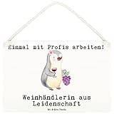 Mr. & Mrs. Panda Schild Weinhändlerin Leidenschaft DIN A6 - Geschenk, wandtafel, holzbild, Dekobrett, Wandbild Holz, Türschild