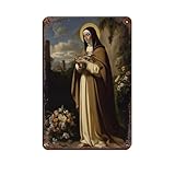 Póster retro religioso de Santa Teresa de Ávila, letrero de metal, arte elegante, pintura de hierro, bar, cueva de gente, cafetería, garaje, póster decorativo de pared, 20 x 30 cm