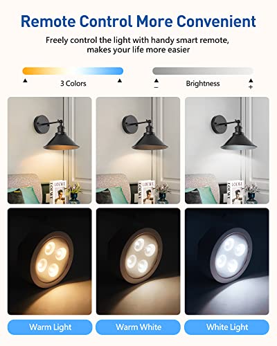 Bailoch BLWS001B2 Black Vintage Wireless Battery Operated Wall Sconces thumb #3