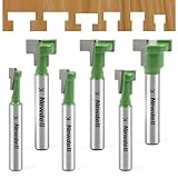 Newdeli 6pcs Keyhole Router Bit 1/4 Inch Shank 1/4" 5/16" 3/8" 9/16" 1/2" 5/8" Blade Diameter T Slot Key Hole Router Bits T Track Router Bit Set for Woodworking