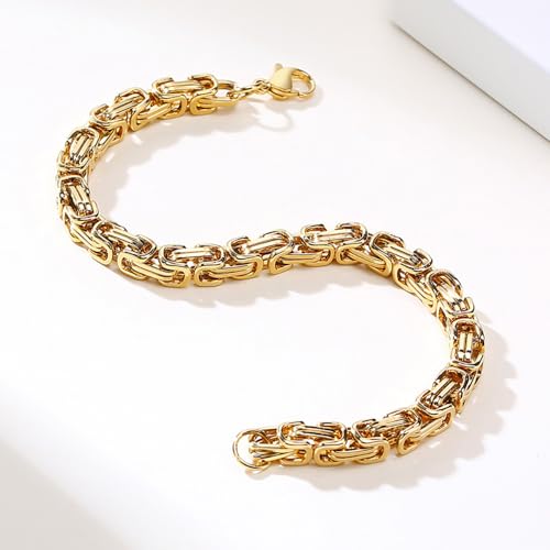Pulsera Cadena para Hombre, Acero Inoxidable 6mm 8.6 Pulg miniatura 4