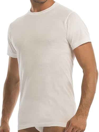 GARDA - 3pz T-Shirt Mezza Manica Uomo, Collo Alto, 100% Cotone Filo di Scozia Art. 0032 (Bianco, 4/M)