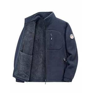 [Manatsulife] メンズ フリース ジャケット ポーラー フルジップジャケット ボア 暖かい アウター アウトドア モコモコ 軽量 保温 無地 立ち襟 防寒 防風 秋 冬服 WT2318" 