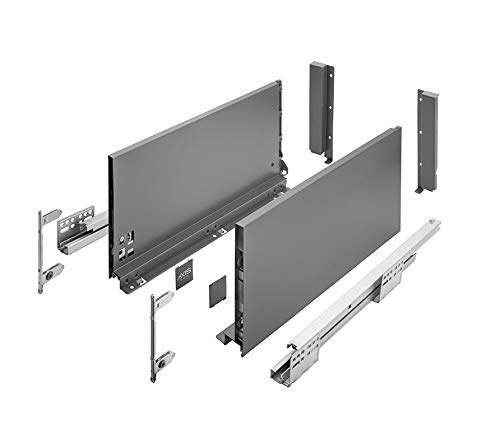 GTV - Système de Tiroirs Axis Pro, Ensemble de Tiroirs, Extraction Totale, Amortissement Intégré, Charge 40 kg, Tiroir Coulissant avec Fermeture Douce - Largeur 400 mm, Hauteur 200 mm, Anthracite