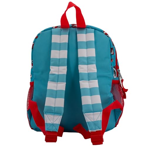 Image of AI ACCESSORY INNOVATIONS Dr. Seuss's The Cat In The Hat Mini Backpack, 12 inch x 10 inch x 4 inch, Kids School Bag with Thing One and Thing Two Design, White /Red /Blue