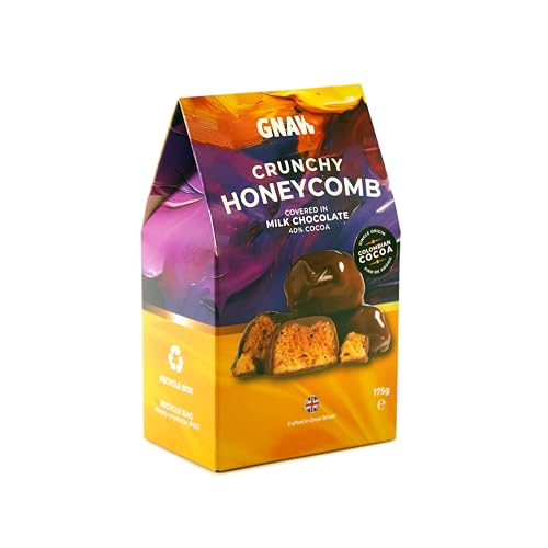 Gnaw Crunchy Milk Chocolate Honeycomb Bites 175g Honeycomb Chocolates Gift Box Luxury Chocolate Treats Smooth Cocoa Coated Pieces Perfect for Chocolate Hampers