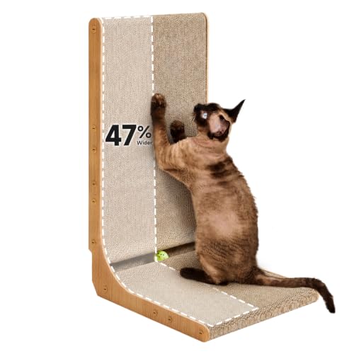 EHEYCIGA Extra Wide 16.5in Cardboard Cat Scratcher for Indoor Cats, Brown
