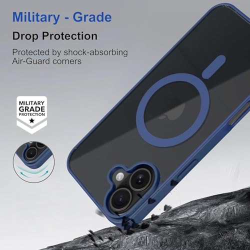 Image of AIBEX Clear Mag-Saf Case for iPhone 17-1,500 G Strong Magnetic Lock, Crystal-Clear Anti-Yellowing Back | Military-Grade Drop Protection | Camera Guard, Slim & Lightweight - Blue