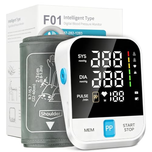 Image of Blood Pressure Monitor Upper Arm Automatic Digital BP Monitor with Large LED Backlit Display, Adjustable Wide Cuff 8.6 inch-15.6 inch,Dual User, Home Blood Pressure Machine with Storage Bag