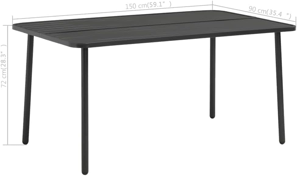 Patio Table,Outdoor Coffee Table,Outdoor Dining Table,Outdoor Patio Furniture,Bistro Table,Balcony Table,Patio End Table,Weather Resistant,Slatted Design,for Deck,Garden, Dark Gray 59.1"x35.4"x28.3"