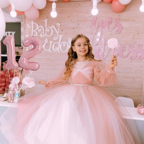 Image of TONIFUL Number Balloon 16 Inch 10 Pcs Pink 0-9 Birthday Number Balloons