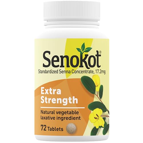 Senokot Extra Strength Natural Vegetable Laxative for Gentle Overnight Relief Occasional Constipation, 72 Count