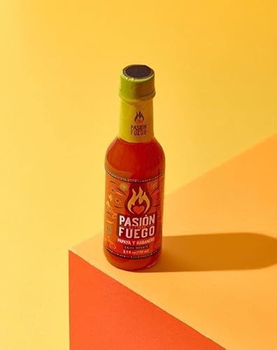 Miniatura 2 de Pasion por el Fuego Papaya caribeña y salsa picante habanero 5.1 onzas líquidas (5.1 fl oz), botella de vidrio, pasteurizada (paquete de 2)