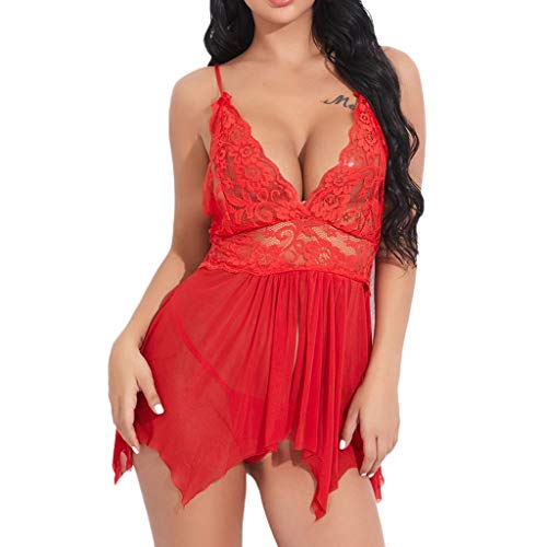 AODONG Sleepwear for Women Nightgown Women Lace Lingerie Babydoll Nightgown V Neck Nightwear Chemise Nightie