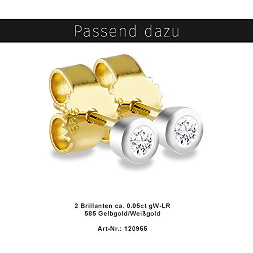 Diamond Line Damen-Halskette mit Diamant Anhänger 585 Gelbgold/Weißgold 1 Diamant ca. 0,15ct. getöntes weiß Lupenrein (gW-LR)