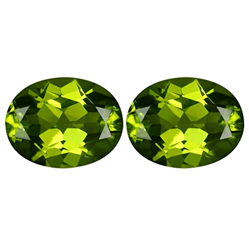 4.40 Ct (2Pcs) Matching Pair Oval Cut (9 X 7 Mm) Green Peridot Genuine Loose Gemstone #TOP1
