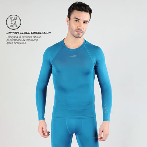 Image of DSC Mens Full Sleeve Compression T-Shirt - Breathable Base Layer for Cricket, Gym - Skin-Fit Performance Activewear for Training, and Fitness Activities