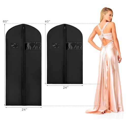 Syeeiex 40\" Suit Bag, Set of 8 Garment Bags for Hanging Clothes, Suit Bags for Closet Storage, Suit Cover Bags, Garment Bags for Suits, T-shirts, Jackets, Coats, Business Wear (Black) - Thumbnail 7