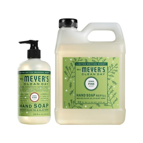 Mrs. MEYERS CLEAN DAY Liquid Hand Soap Variety Pack Scent 33 OZ Refill + 12.5 OZ 1 CT (Iowa Pine)