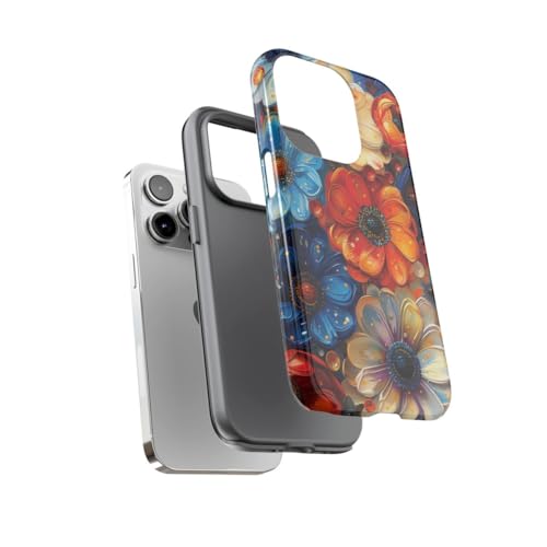 Coque iPhone 14 Pro motif floral abstrait bleu éclatant - 3