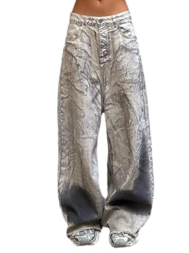 Low Waisted Camo Cargo Pants for Women Baggy Y2k Straight Wide Leg Pants with Pockets Streetwear Jeans Y2k Jeans