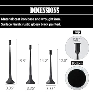 Denique Iron Taper Candle Holder Set of 3, Black Candlestick Holders Decorative Candle Stand, Tapered Candle Holders Tall Set for Wedding, Dining Table, Home Decoration (Black) Denique Iron Taper Candle Holder Set of 3 Black Candlestick Holders Decorative Candle Stand Tapered Candle Holders Tall Set for Wedding Dining Table Home Decoration Black
