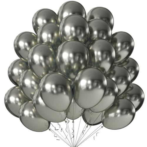 Image of KALOR 12 Inch Metallic Olive Green Balloons, 50 Pcs Latex Helium Metallic Balloons for Kid's Birthday Party, Baby Shower, Wedding, Graduate Party Decorations