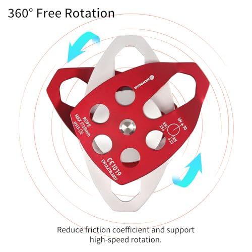 Image of NewDoar 30 KN CE Certified Large Rescue Pulley Single /Double Sheave with Swing Plate