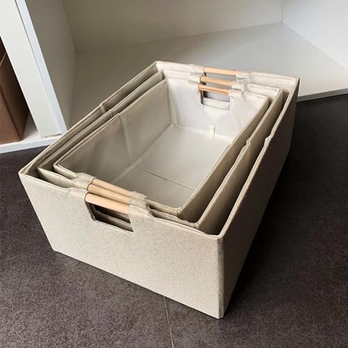 Panier de rangement robuste en textile de qualité supérieure et bois