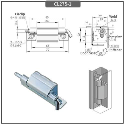 Charnière de porte amovible CL275-1 pour armoire de commande - 3