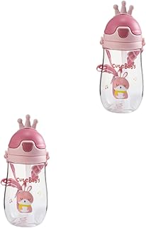 Toyvian 2 Peças Copo Com Canudinho De Coroa Garrafa De Água Infantil Garrafa De Água Infantil Copo Com Canudo Garrafa De Água Potável Para Crianças Garrafa De Água Com Alça Garrafas De