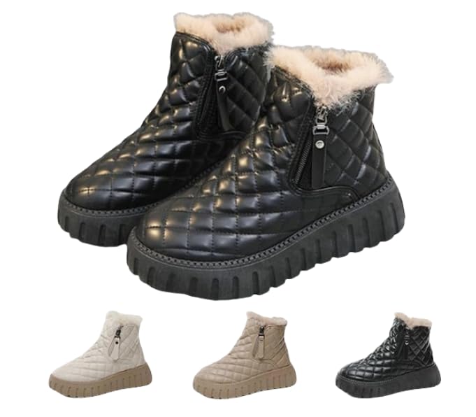 Womens Warm Thick Soled Snow Boots Retro High Top Height Winter Plus Wide Snow Ankle Boots Outdoor Snowproof