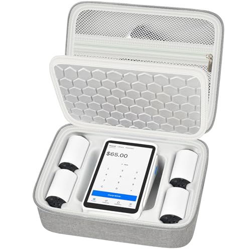 COMECASE Case Compatible with Square Terminal Credit Card Reader Mobile POS Machine Storage Holder for Terminal Charger and Over 5 Receipt Paper Rolls with Accessories Mesh Pocket - Grey (Bag Only)