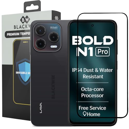 Image of Blackwik Tempered Glass Screen Protector for Lava Bold N1 Pro with Edge-To-Edge Protector Coverage | Easy Installation Kit (Black)