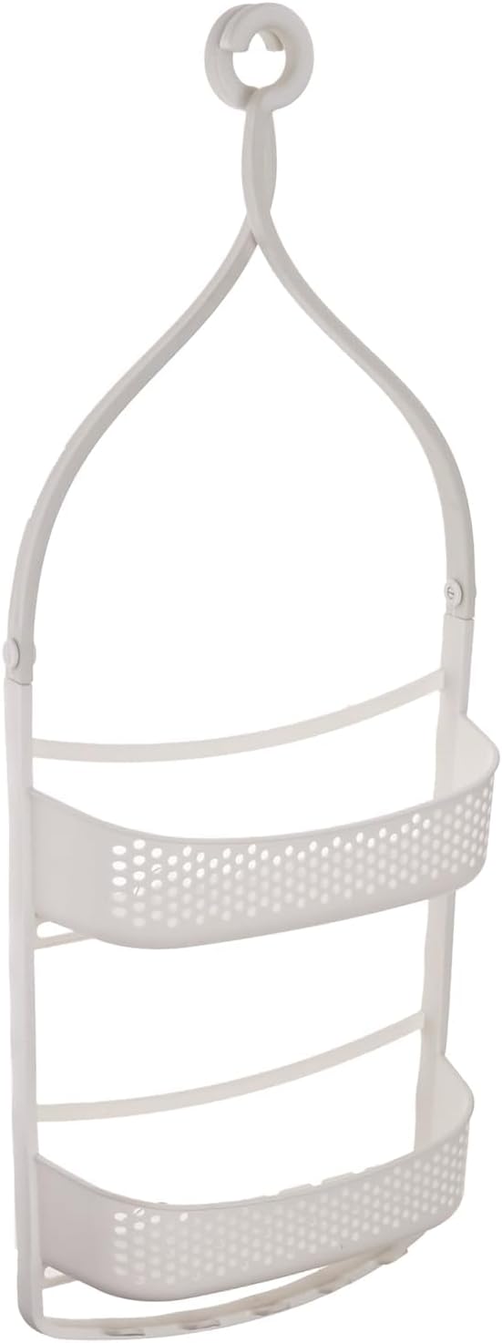 amazon basics Plastic Shower Caddy With Adjustable Arms - White