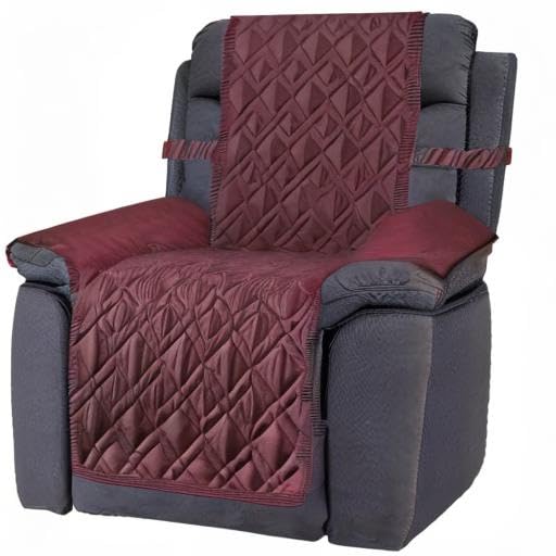 Image of Ameritex Waterproof Nonslip Recliner Cover Stay in Place, Dog Chair Cover Furniture Protector, Ideal Recliner Slipcovers for Pets and Kids (Burgundy, 30'')